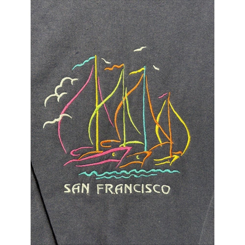 Vintage Heavyweight LEE Brand Pull Over San Francisco Blue Sweater Size Large - Picture 5 of 10
